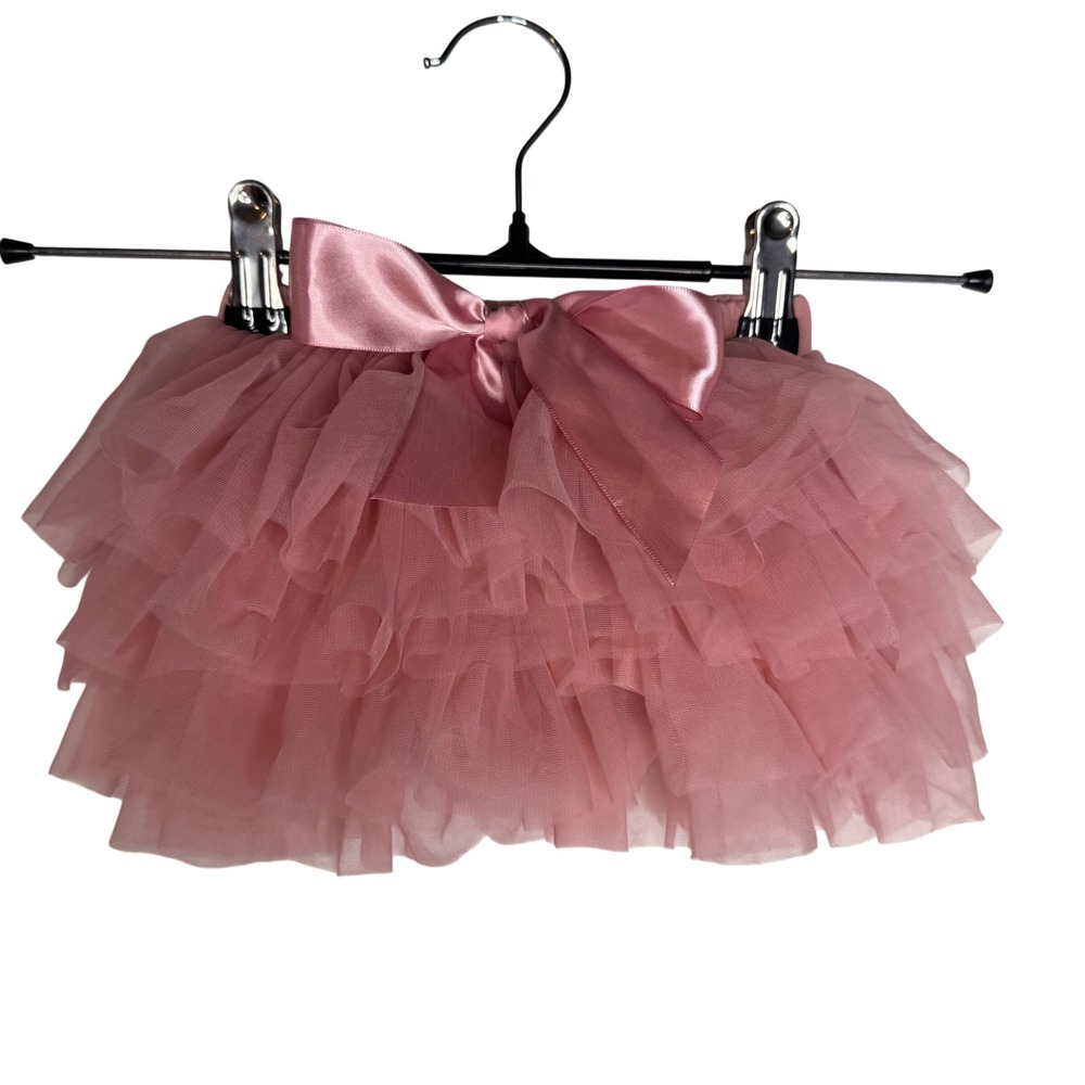 Pink Tulle Ballet Tutu Skirt Baby Sz 12-18M Ruffle Satin Bow Ballerina Princess